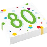 80. narozeniny ubrousky s puntíky 20 ks 33 cm x 33 cm, 3-vrstvé